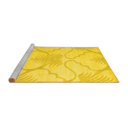 Sideview of Machine Washable Persian Yellow Traditional Rug, wshtr509yw