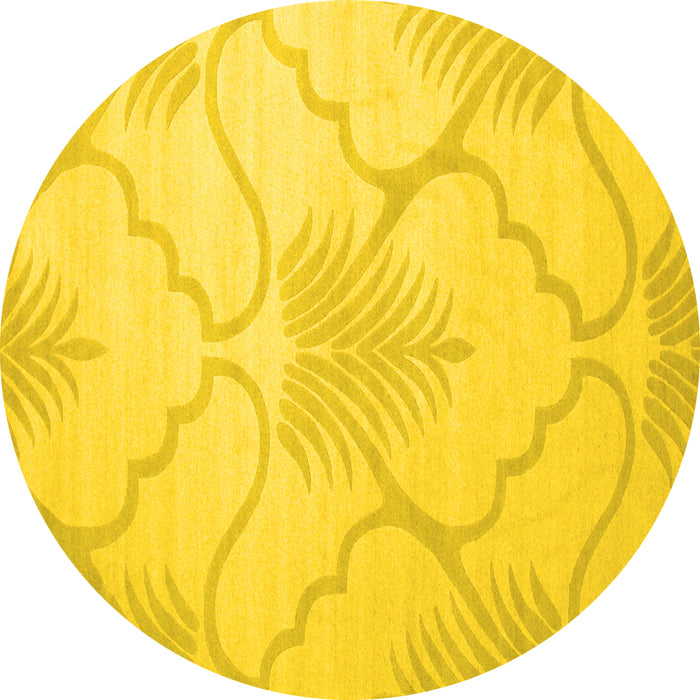 Round Machine Washable Persian Yellow Traditional Rug, wshtr509yw