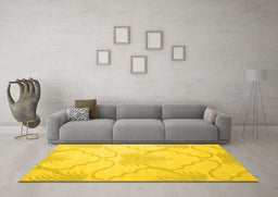 Machine Washable Persian Yellow Traditional Rug in a Living Room, wshtr509yw