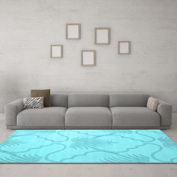 Machine Washable Persian Light Blue Traditional Rug in a Living Room, wshtr509lblu