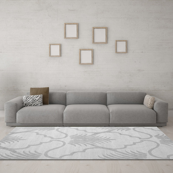 Machine Washable Persian Gray Traditional Rug in a Living Room,, wshtr509gry