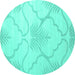 Round Persian Turquoise Traditional Rug, tr509turq