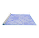 Sideview of Machine Washable Persian Blue Traditional Rug, wshtr509blu