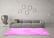 Machine Washable Persian Pink Traditional Rug in a Living Room, wshtr509pnk