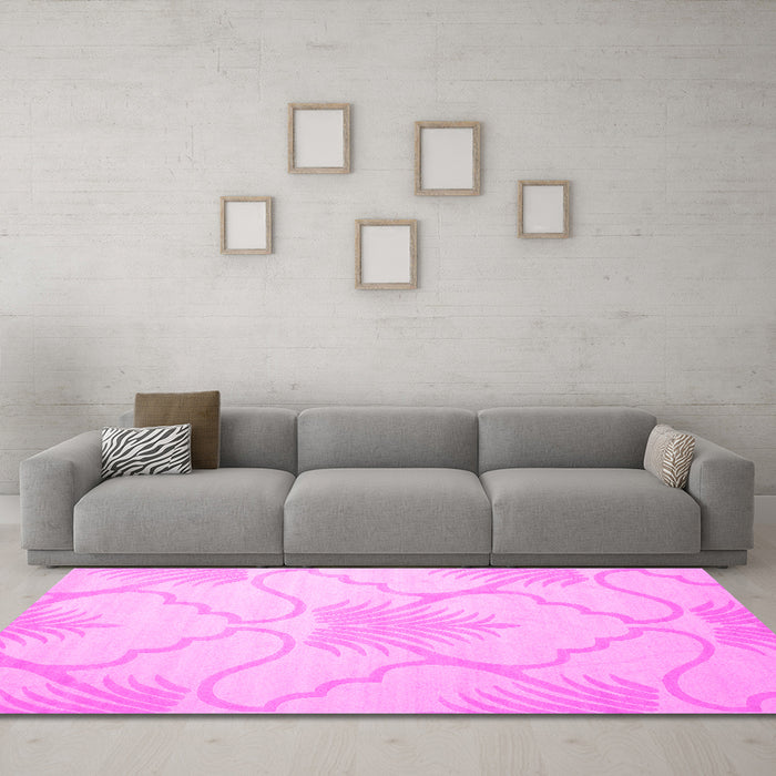 Machine Washable Persian Pink Traditional Rug in a Living Room, wshtr509pnk