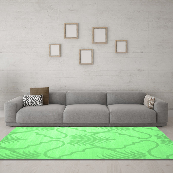 Machine Washable Persian Emerald Green Traditional Area Rugs in a Living Room,, wshtr509emgrn