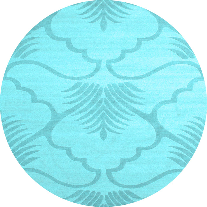 Round Machine Washable Persian Light Blue Traditional Rug, wshtr509lblu
