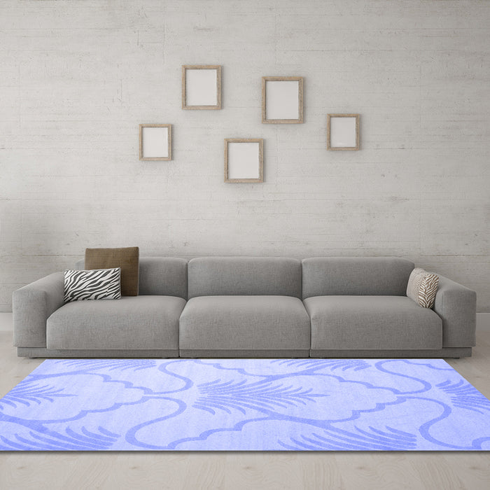 Machine Washable Persian Blue Traditional Rug in a Living Room, wshtr509blu