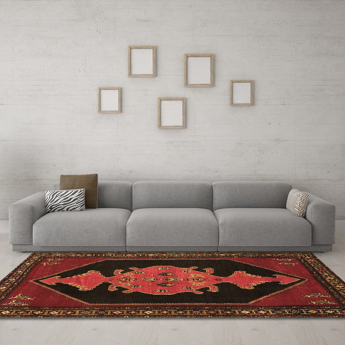 Machine Washable Persian Brown Traditional Rug in a Living Room,, wshtr50brn