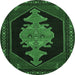 Round Persian Emerald Green Traditional Rug, tr50emgrn