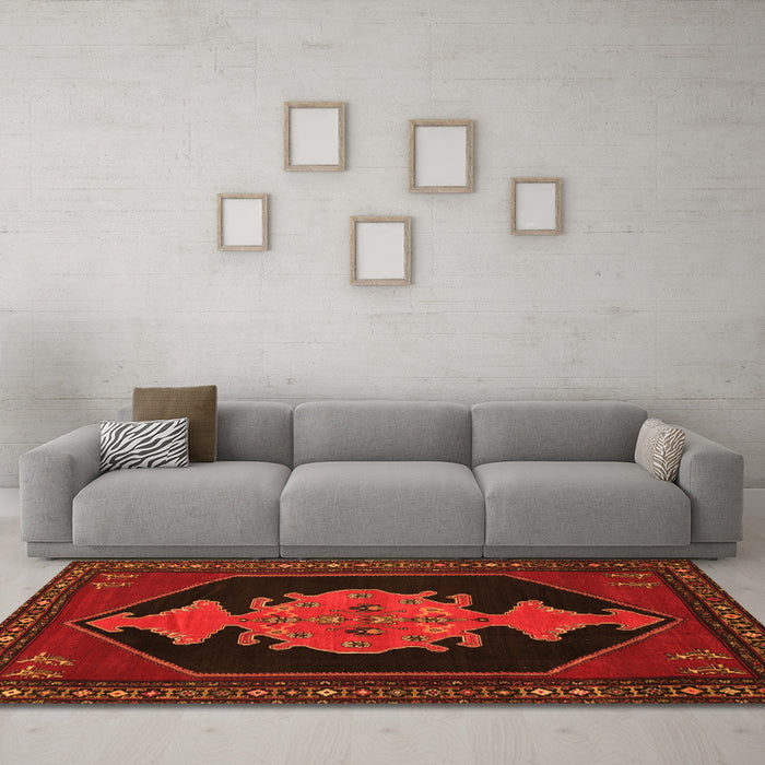 Machine Washable Persian Orange Traditional Area Rugs in a Living Room, wshtr50org