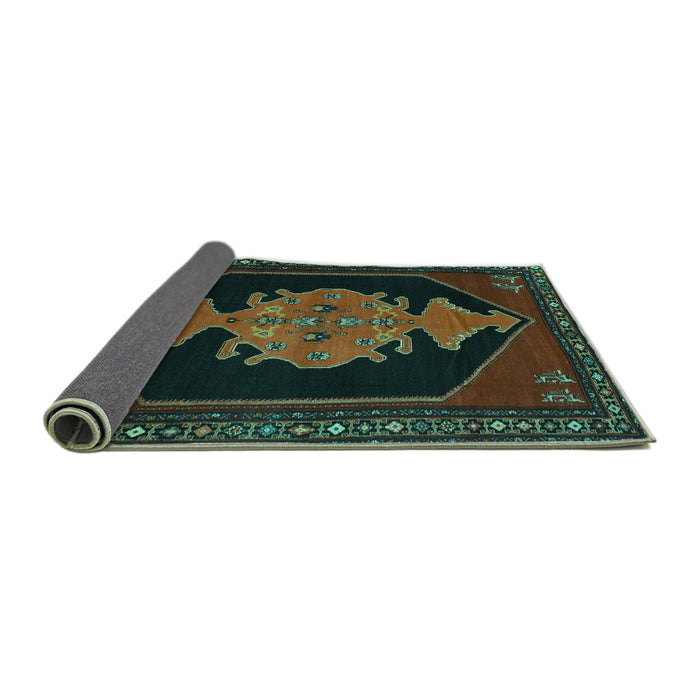 Sideview of Persian Turquoise Traditional Rug, tr50turq
