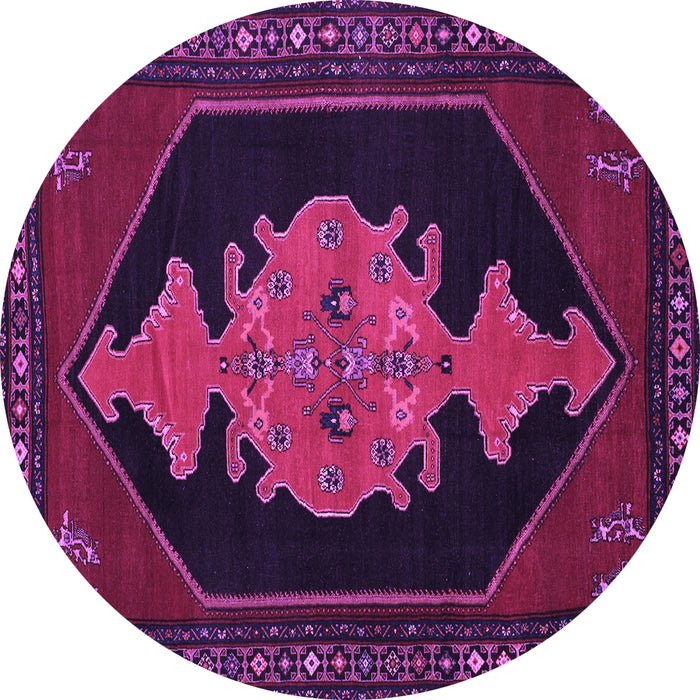Round Machine Washable Persian Purple Traditional Area Rugs, wshtr50pur