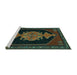 Sideview of Machine Washable Persian Turquoise Traditional Area Rugs, wshtr50turq