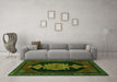 Machine Washable Persian Green Traditional Area Rugs in a Living Room,, wshtr50grn