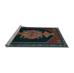 Sideview of Machine Washable Persian Light Blue Traditional Rug, wshtr50lblu