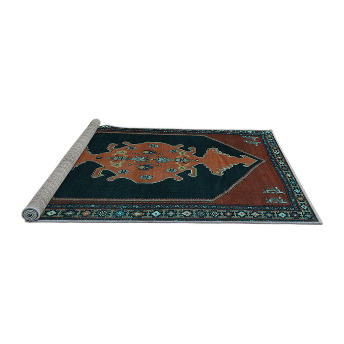 Sideview of Machine Washable Persian Light Blue Traditional Rug, wshtr50lblu