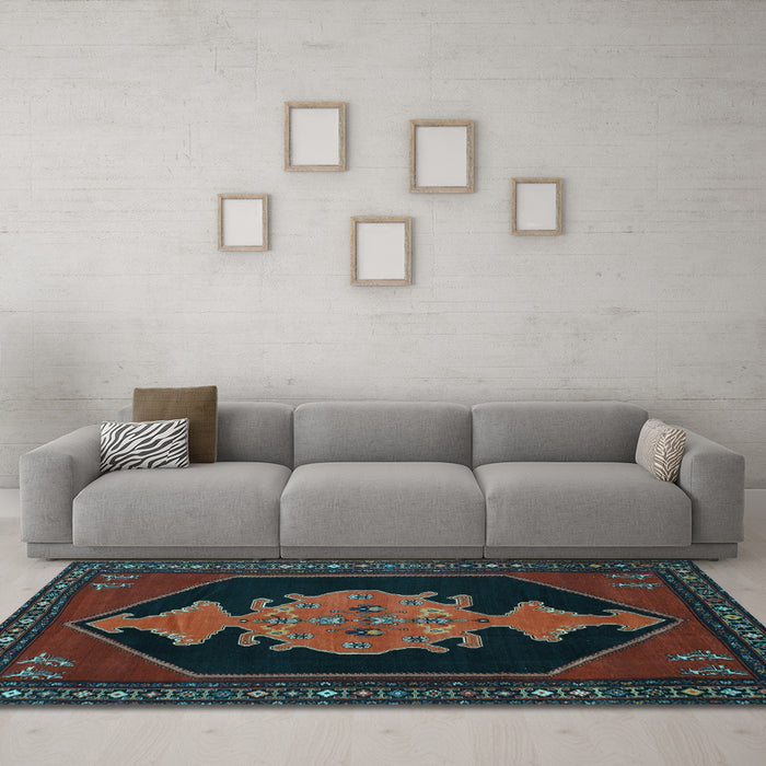 Machine Washable Persian Light Blue Traditional Rug in a Living Room, wshtr50lblu
