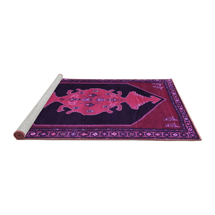 Sideview of Machine Washable Persian Purple Traditional Area Rugs, wshtr50pur