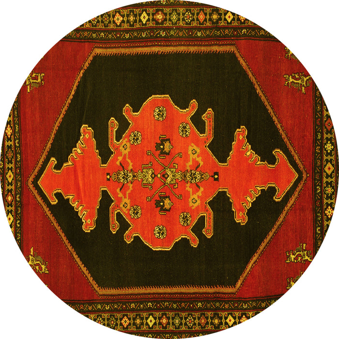 Round Persian Yellow Traditional Rug, tr50yw