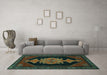 Machine Washable Persian Turquoise Traditional Area Rugs in a Living Room,, wshtr50turq