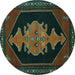 Round Persian Turquoise Traditional Rug, tr50turq