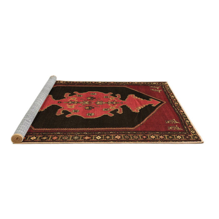 Sideview of Machine Washable Persian Brown Traditional Rug, wshtr50brn