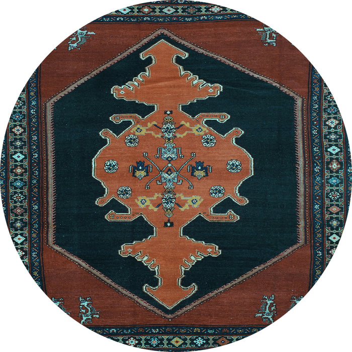 Round Machine Washable Persian Light Blue Traditional Rug, wshtr50lblu