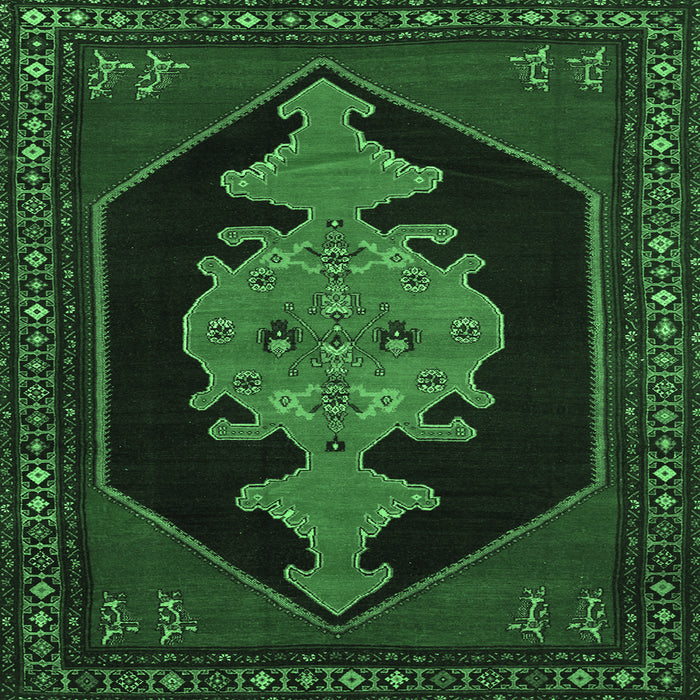 Square Persian Emerald Green Traditional Rug, tr50emgrn