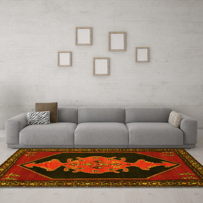 Machine Washable Persian Yellow Traditional Rug in a Living Room, wshtr50yw