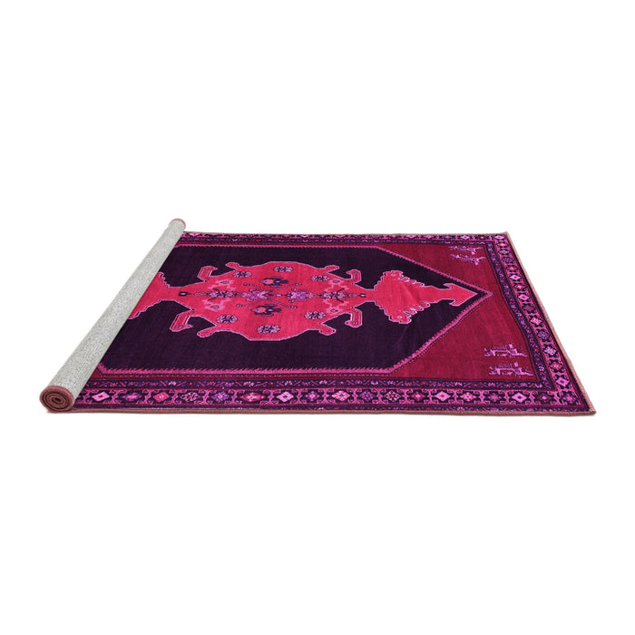 Sideview of Machine Washable Persian Pink Traditional Rug, wshtr50pnk