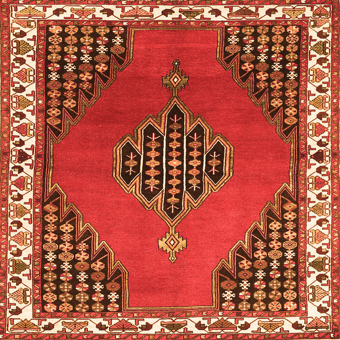 Round Machine Washable Persian Orange Traditional Area Rugs, wshtr510org