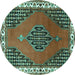 Round Machine Washable Persian Turquoise Traditional Area Rugs, wshtr510turq