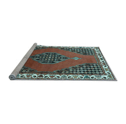 Sideview of Machine Washable Persian Light Blue Traditional Rug, wshtr510lblu