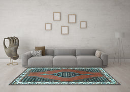 Machine Washable Persian Light Blue Traditional Rug in a Living Room, wshtr510lblu