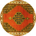 Round Persian Yellow Traditional Rug, tr510yw