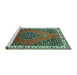 Sideview of Machine Washable Persian Turquoise Traditional Area Rugs, wshtr510turq