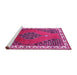 Sideview of Machine Washable Persian Pink Traditional Rug, wshtr510pnk