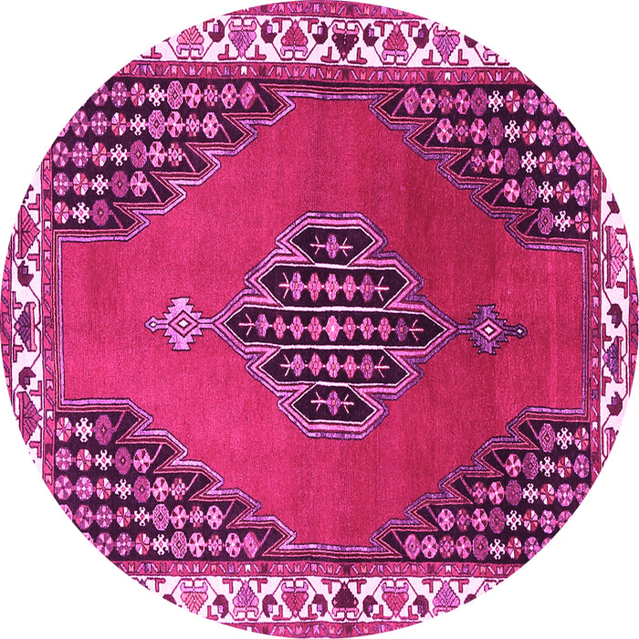 Round Machine Washable Persian Pink Traditional Rug, wshtr510pnk