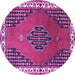 Round Persian Purple Traditional Rug, tr510pur