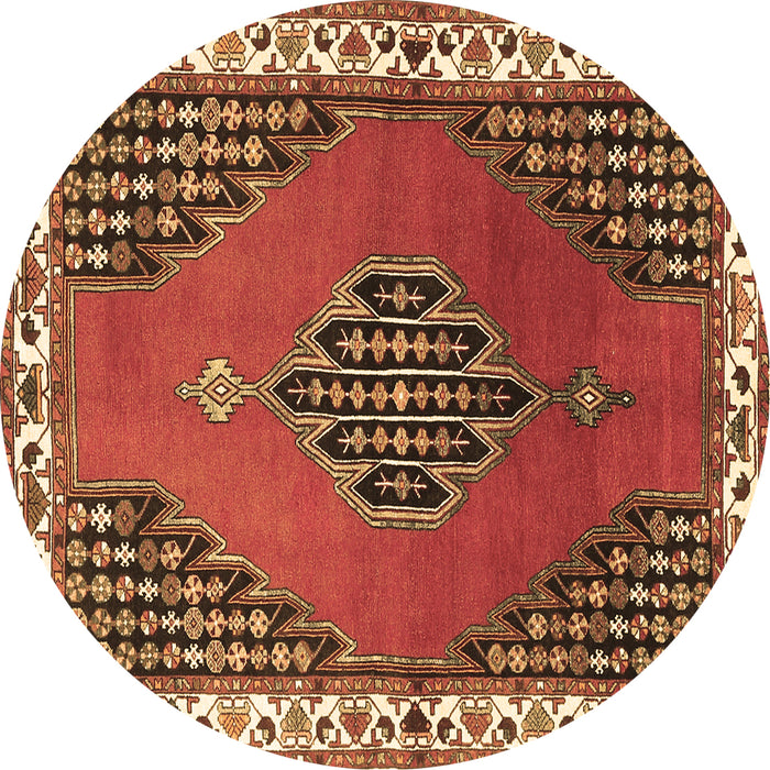 Round Persian Brown Traditional Rug, tr510brn