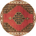 Round Persian Brown Traditional Rug, tr510brn