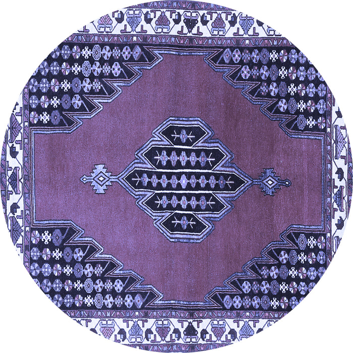Round Machine Washable Persian Blue Traditional Rug, wshtr510blu