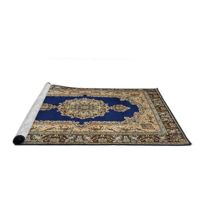 Sideview of Machine Washable Traditional Black Rug, wshtr511