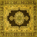 Square Medallion Yellow Traditional Rug, tr511yw