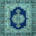 Square Medallion Light Blue Traditional Rug, tr511lblu