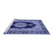 Sideview of Machine Washable Medallion Blue Traditional Rug, wshtr511blu