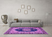 Machine Washable Medallion Purple Traditional Area Rugs in a Living Room, wshtr511pur