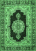 Machine Washable Medallion Emerald Green Traditional Area Rugs, wshtr511emgrn