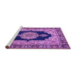 Sideview of Machine Washable Medallion Purple Traditional Area Rugs, wshtr511pur